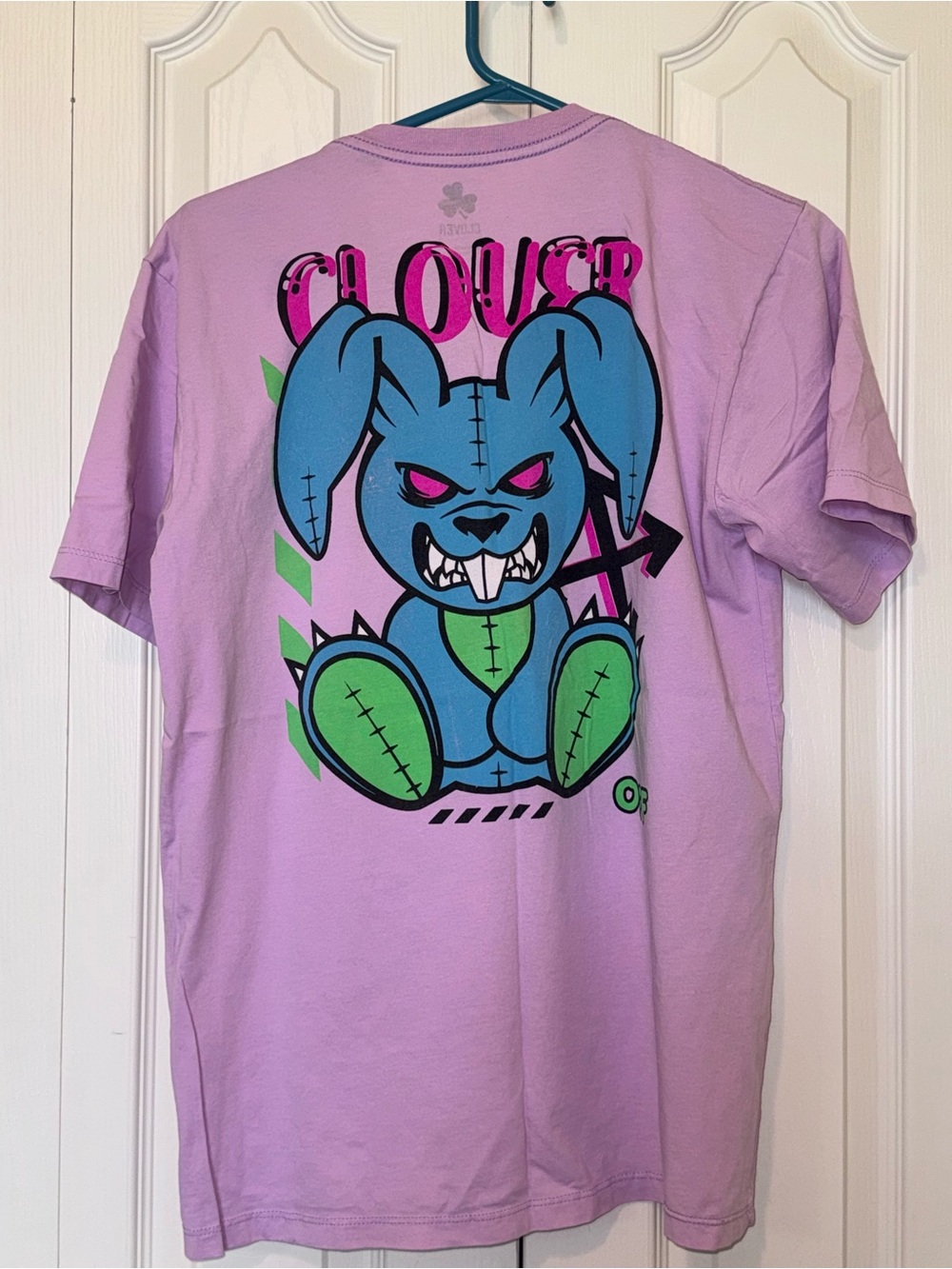 Lilac Graphic Tee with Blue Bunny Print